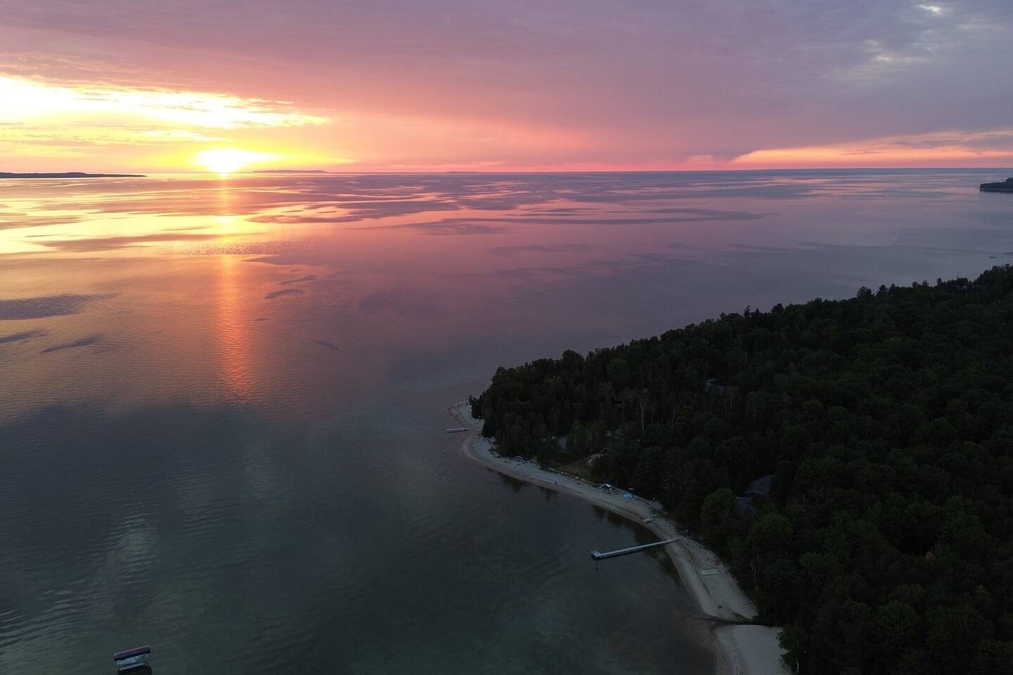 Sunset over Lake Michigan near Seven Pines Chalet